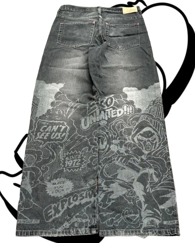 Classic Southpole Printing Letter Jeans Mens American Vintage Hole