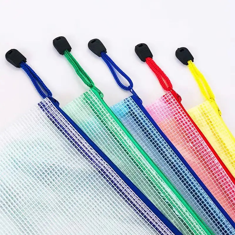 A4 A5 Clear Zipper Mesh Bags Waterproof Document Organizer Pencil Case Travel Office School Supplies Storage Pouch Color Random