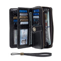 Rfid Anti-Theft Wallet for Men and Women, European and American Retro Leather Long Wallet Clutch, Oil-Waxed Leather Hollow-Out Multi-Card Slot Wallet, Large Capacity Zipper 70% off Clutch Bag, Card Holder Coin Purse Wallet Ha