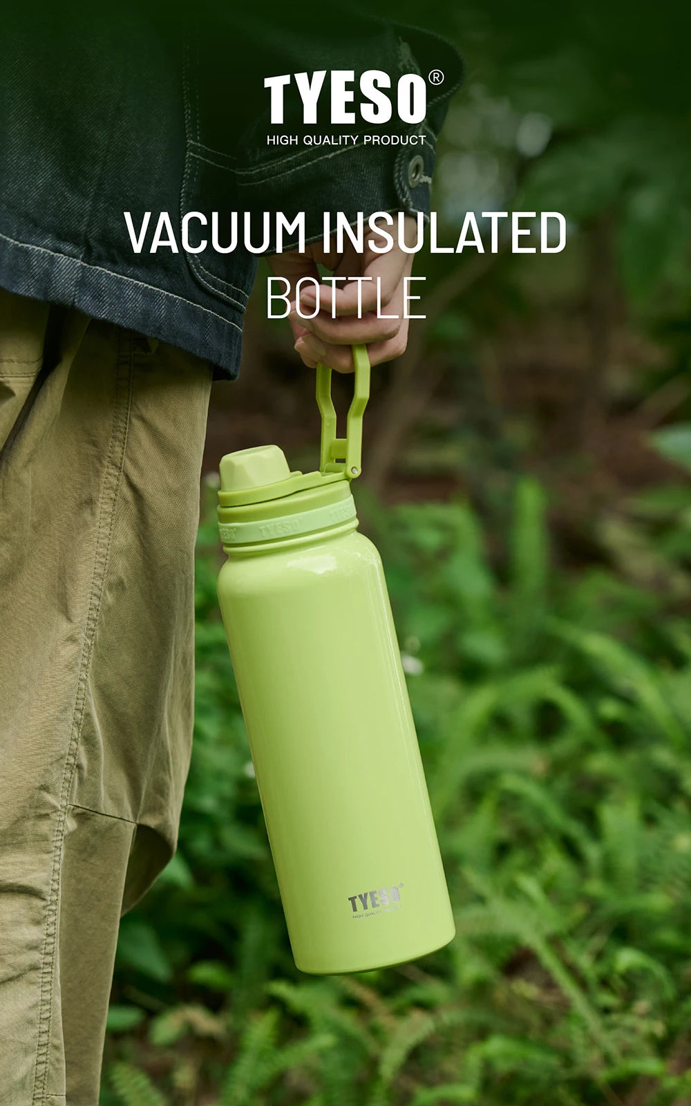 Tyeso Sports Thermos Bottle 8706C Keeps Cold And Hot 600/750/1050/1200ml Outdoor Vacuum Insulated Portable Stainless Steel Cup