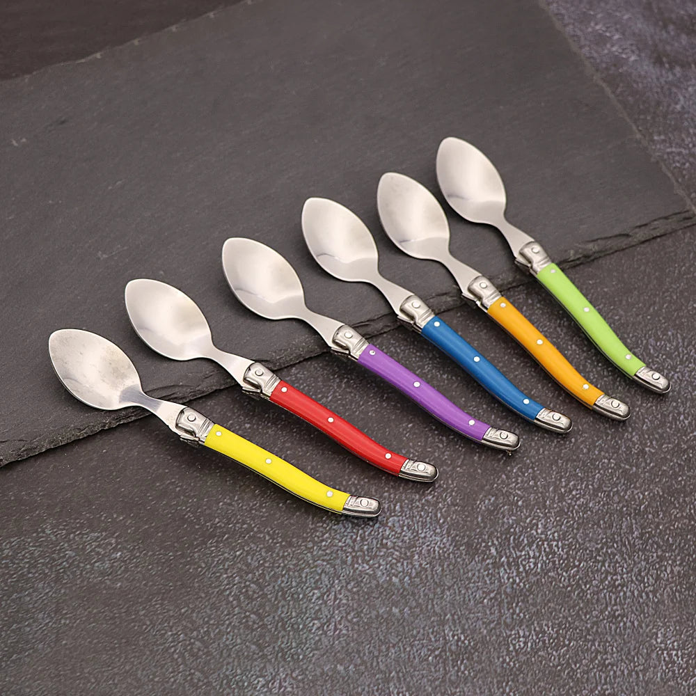 Laguiole Teaspoon set Mini Small Coffee Spoons Ice Tea Spoon Stainless Steel Stirring Dessert Scoop Flatware 6'' 15.5cm 4-10pcs