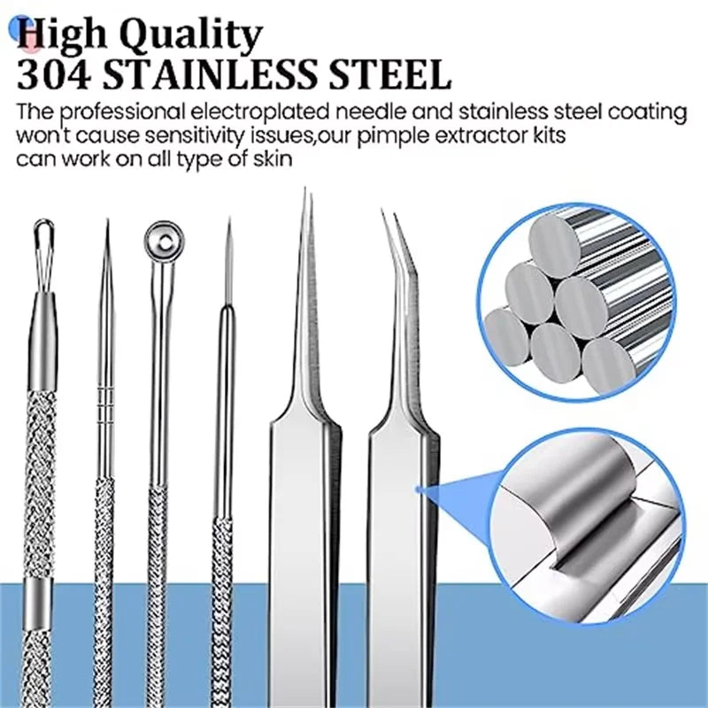 4pcs/8pcs /set Facial Pore Cleaner Spoon Blackhead Comedone Acne Pimple Blackhead Remover Tool Needles For Face Skin Care Tool