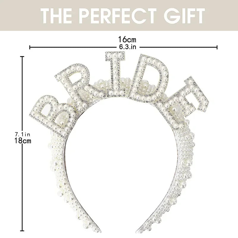 Bride to Be Pearl Crown Headband Bach Bachelorette Hen