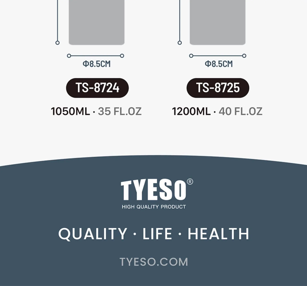 Tyeso Sports Thermos Bottle 8706C Keeps Cold And Hot 600/750/1050/1200ml Outdoor Vacuum Insulated Portable Stainless Steel Cup