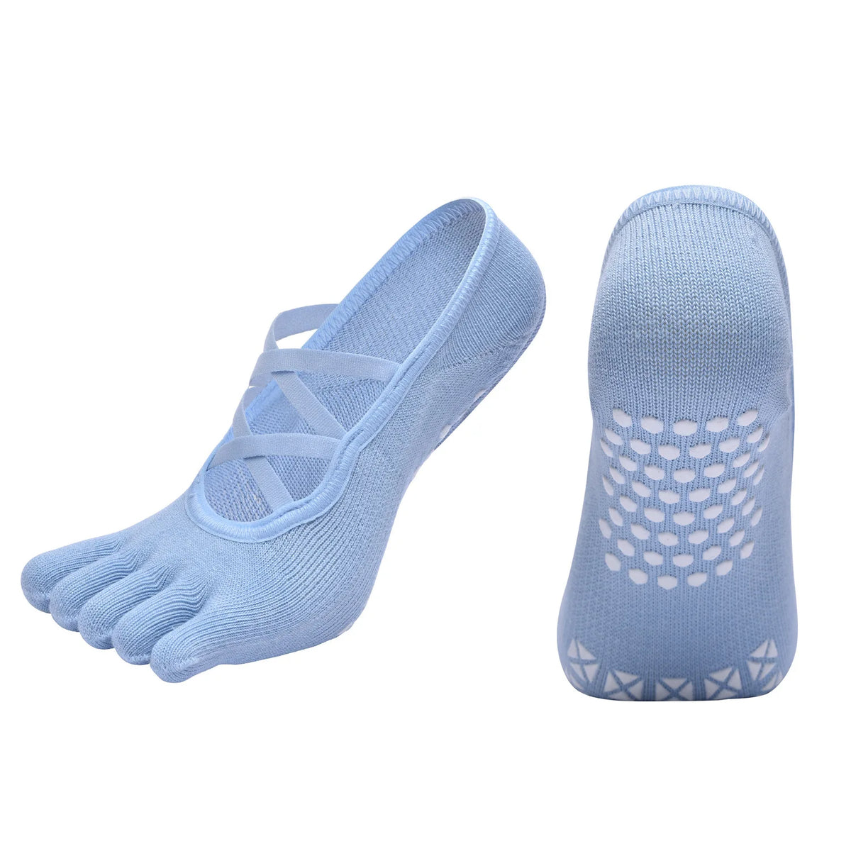 Women Bandage Breathable Pilates Socks Ladies Anti-slip Cotton Backless Sock Five Toes Ballet Dance Fitness Workout Sports Socks