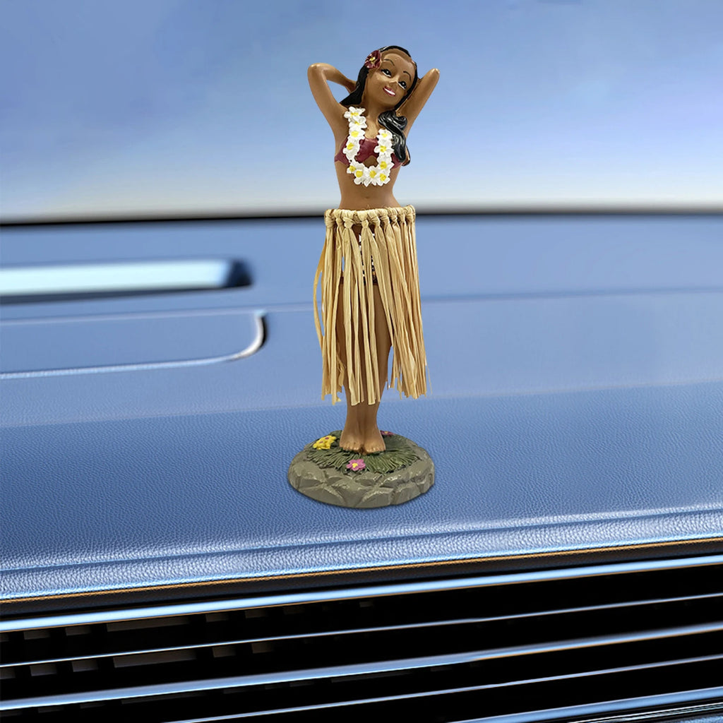 Hawaiian Hula Girl Dashboard Doll with Ukulele for Car Dashboard Collection Figurines Gifts Home Decor Mini Size Doll Dashboard