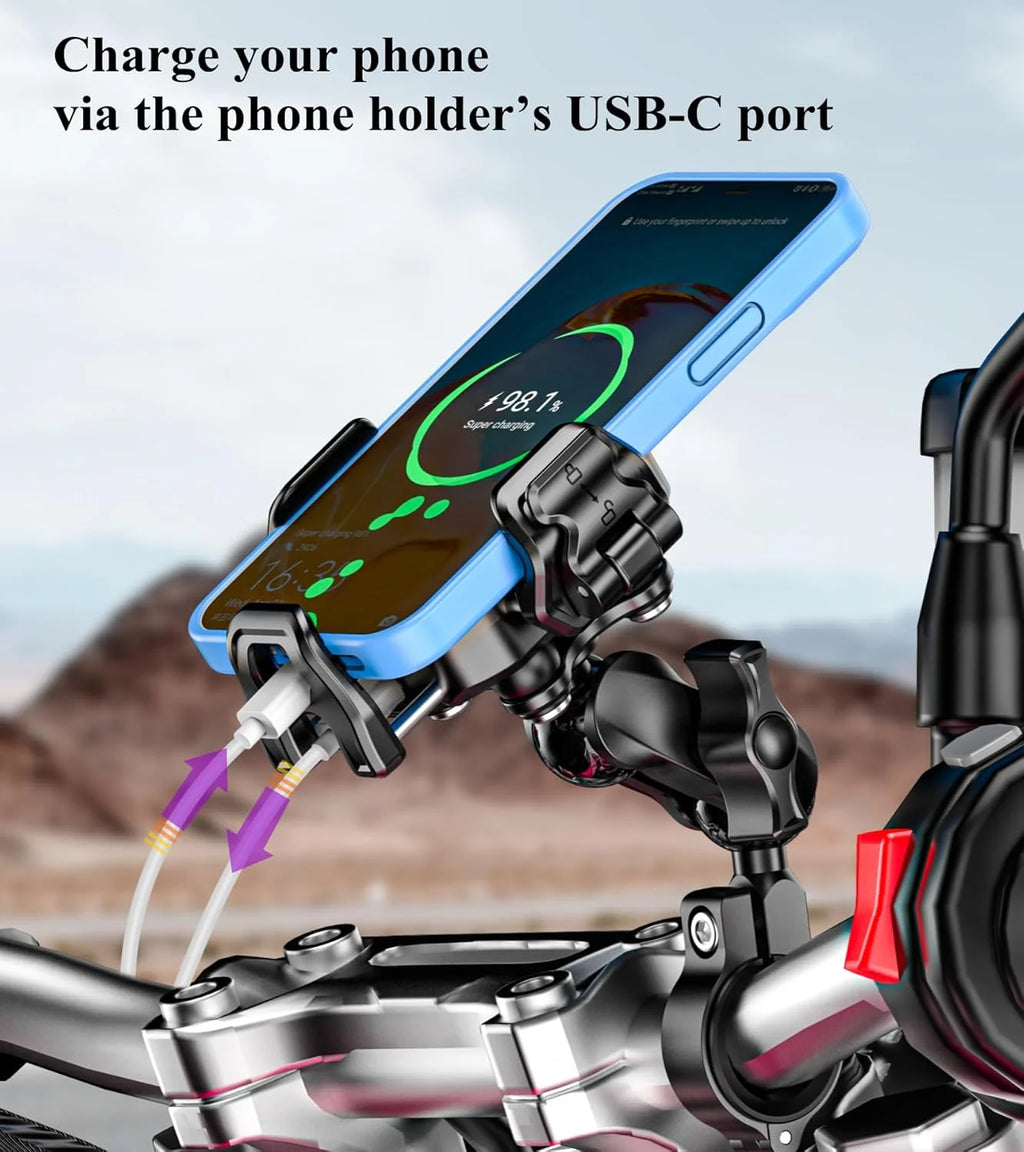 Upgraded Motorcycle Phone Holder 15W Wireless Charger QC3.0 USB Fast Charging Moto Handlebar Bracket GPS Shockproof Stand
