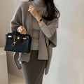 Fashion Elegant Knitted Shawl Jacket Korean Style Women's Casual Loose Warm Cloak Top Solid Color Knitted Cardigan Sweater Coats