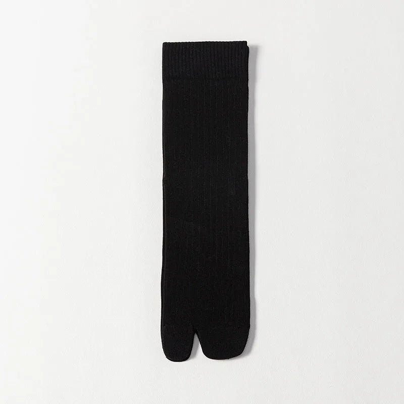 Men's 2 Toe Socks Flip Flop Sandal 2 Toe Middle Tube Socks Solid Color Striped Split Toe Socks Business Casual Cotton Socks