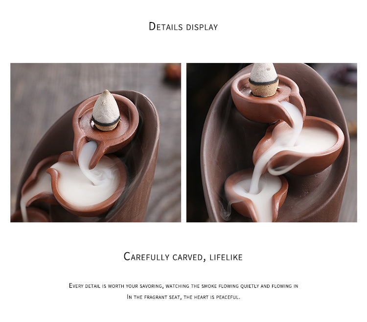 1pc,Handmade Torch Design Waterfall Incense Burner Creative Home Decor Incense Holder Portable Ceramic Censer (Without Incense)