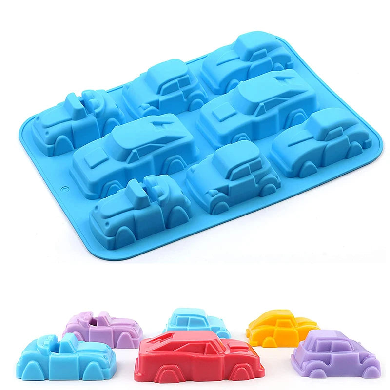 Car Silicone Mold For Baking 3D Auto Soap Candle Mould Ice Cube Tray Kids Birthday Party Cake Decorating Tools Cupcake Topper