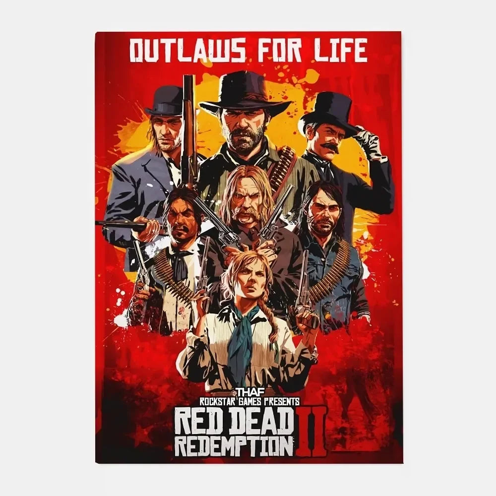 Game R-Red Dead Redemption 2 RDR2 Poster HD art canvas painting home living room bar decoration