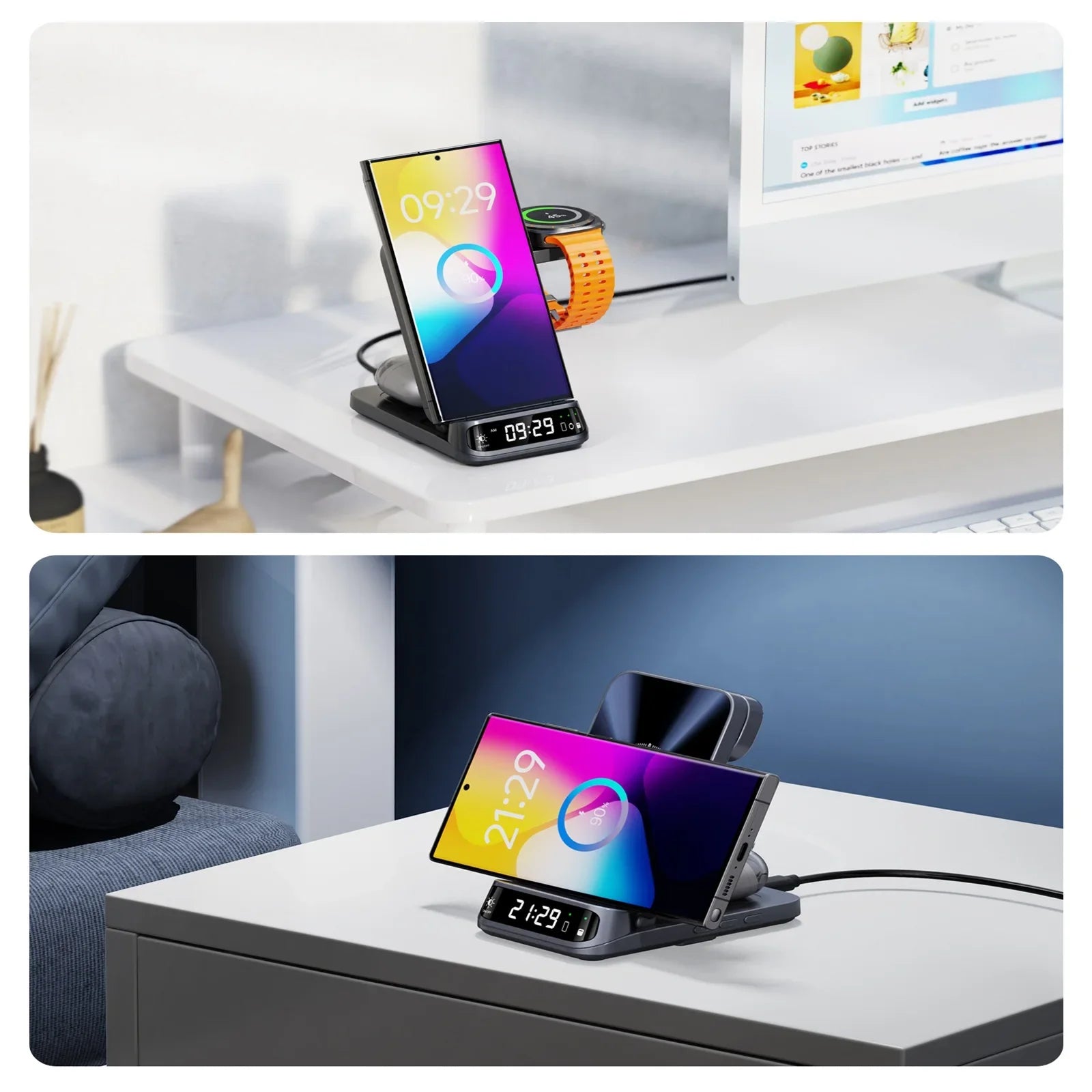 SwanScout 708S Charging Station for Samsung S25 S24 Ultra S23 Z Flip 7 Fold 6 5 Wireless Charger for Galaxy Watch 8 7 for Buds 3