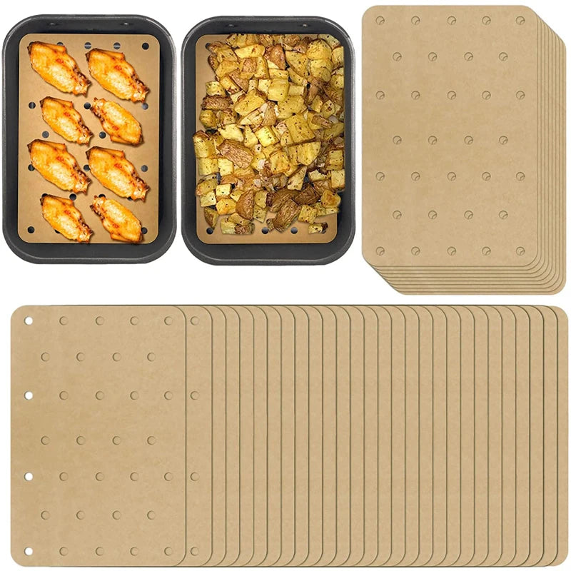 100Pcs Air Fryer Paper Disposable Non-Stick Kitchen Baking Oil-proof Paper Micro-wave Barbecue Oven Fryer Papers Steamer Paper