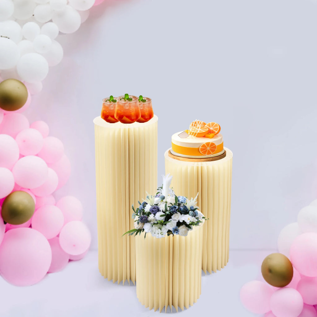 3‑Pack Foldable Honeycomb Paper Cylinder Flower Stands