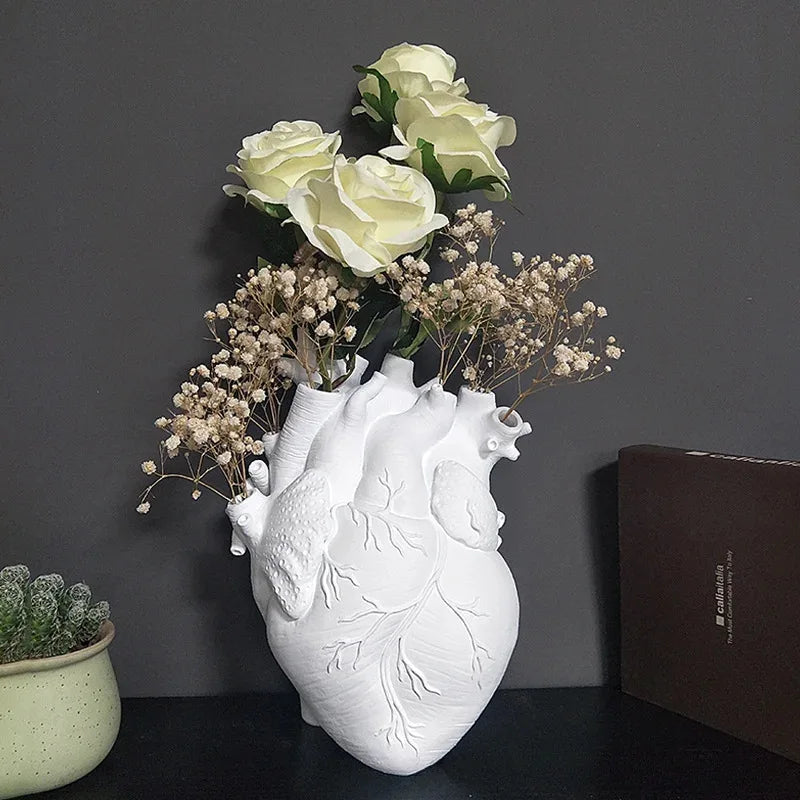 Heart Shaped Flower Vase Realistic 3D Human Heart Design Flower Pot Unique Decor for Home, Office or Garden Creative Medical Ana