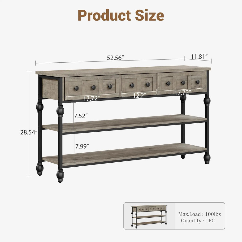 GarveeLife Farmhouse 52" Narrow Console Table