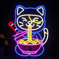 Ramen Cat Neon Sign, Bright LED for Restaurant and Cafe Decor, Japanese Kitchen Wall Art, Cat Lover Gift, Party Decoration