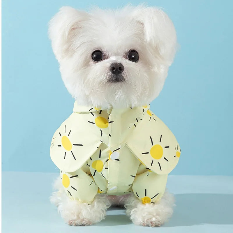 Waterproof Pet Hooded Rain Poncho Pet Puppy Dog Raincoat Colourful Sun Poncho Model Outdoor Walking Dog Rainy Shenqi