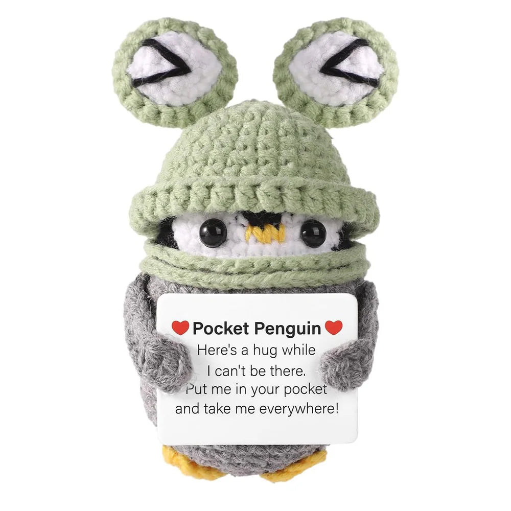 New Crochet Flower Penguin Doll Decoration Desk Accessories Kawaii Positive Energy Pengniu Doll Home Room Decor Christmas Gift