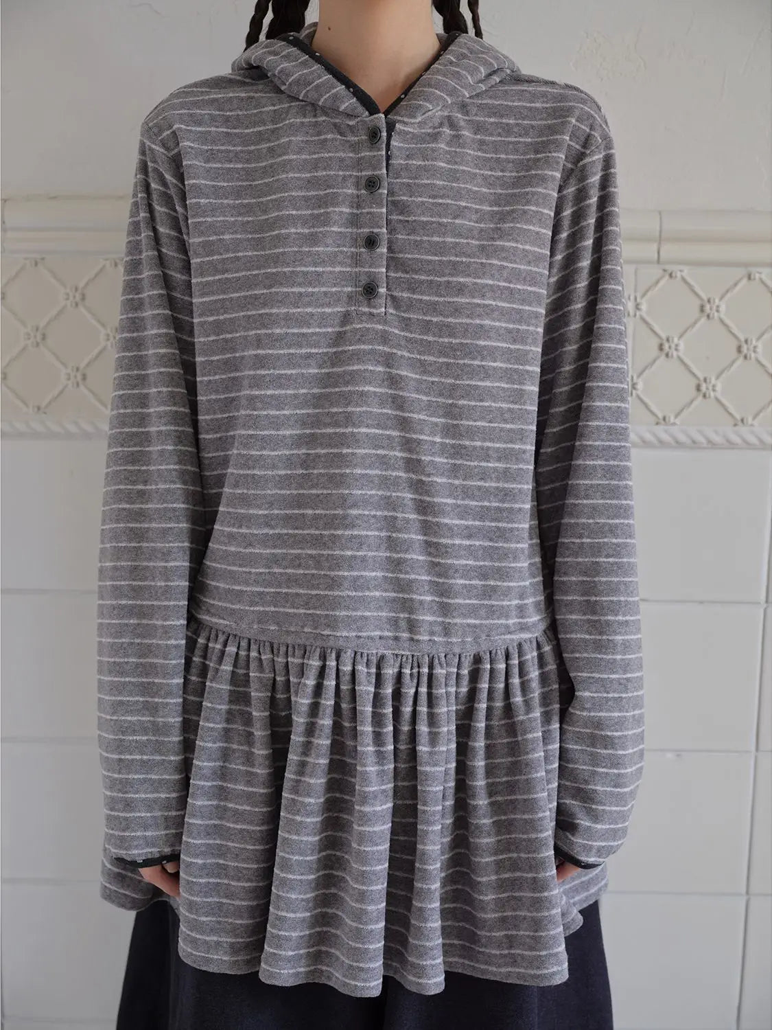 Onalippa Girl Style Hooded Sweatshirt Spring Autumn New College Women Clothing Gray White Striped Long Sleeved T-shirt Base