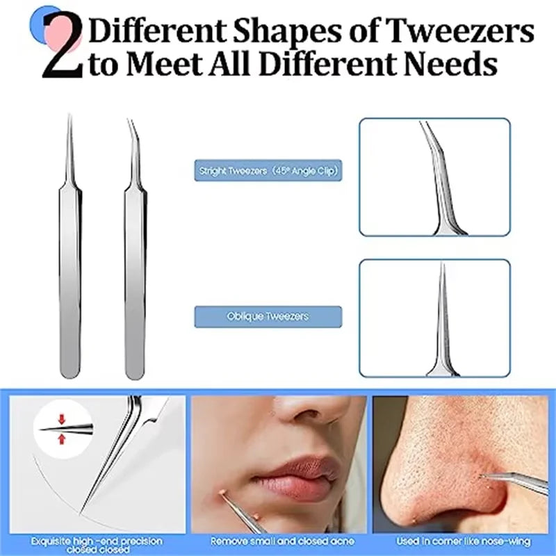 4pcs/8pcs /set Facial Pore Cleaner Spoon Blackhead Comedone Acne Pimple Blackhead Remover Tool Needles For Face Skin Care Tool