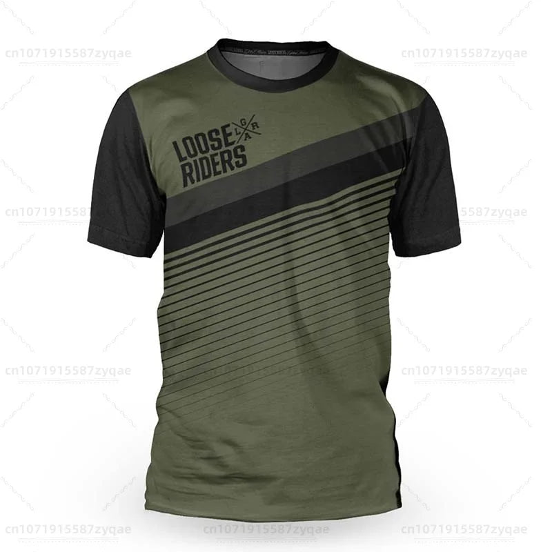 Men's Loose Rider Short Sleeve Jersey BMX MTB Mountain Bike Shirt Cross Country DH Motorcycle Sweatshirt Motochross Jersey