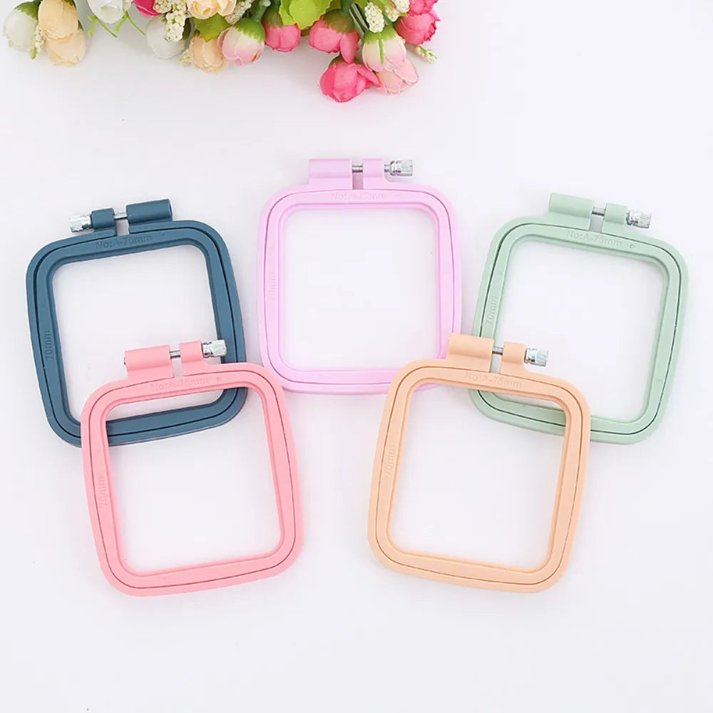 Oval/Square Plastic Embroidery Hoops Frame Color Embroidery Hoop Rings For Household DIY Cross Stitch Sewing Needlecraft Tools