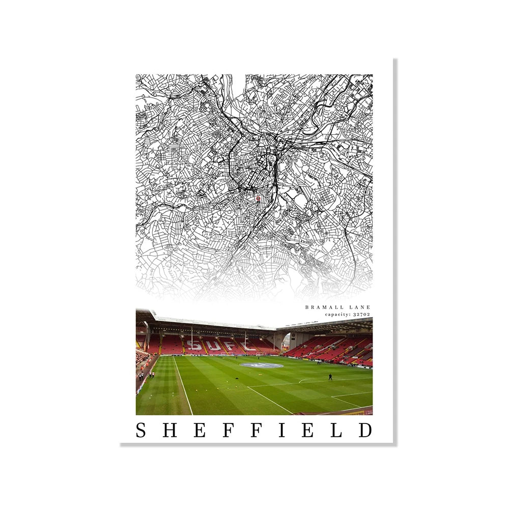 Football Poster Clubs Map Liverpool Manchester Football Stadium Poster Wall Art Canvas Painting for Living Room Home Decor