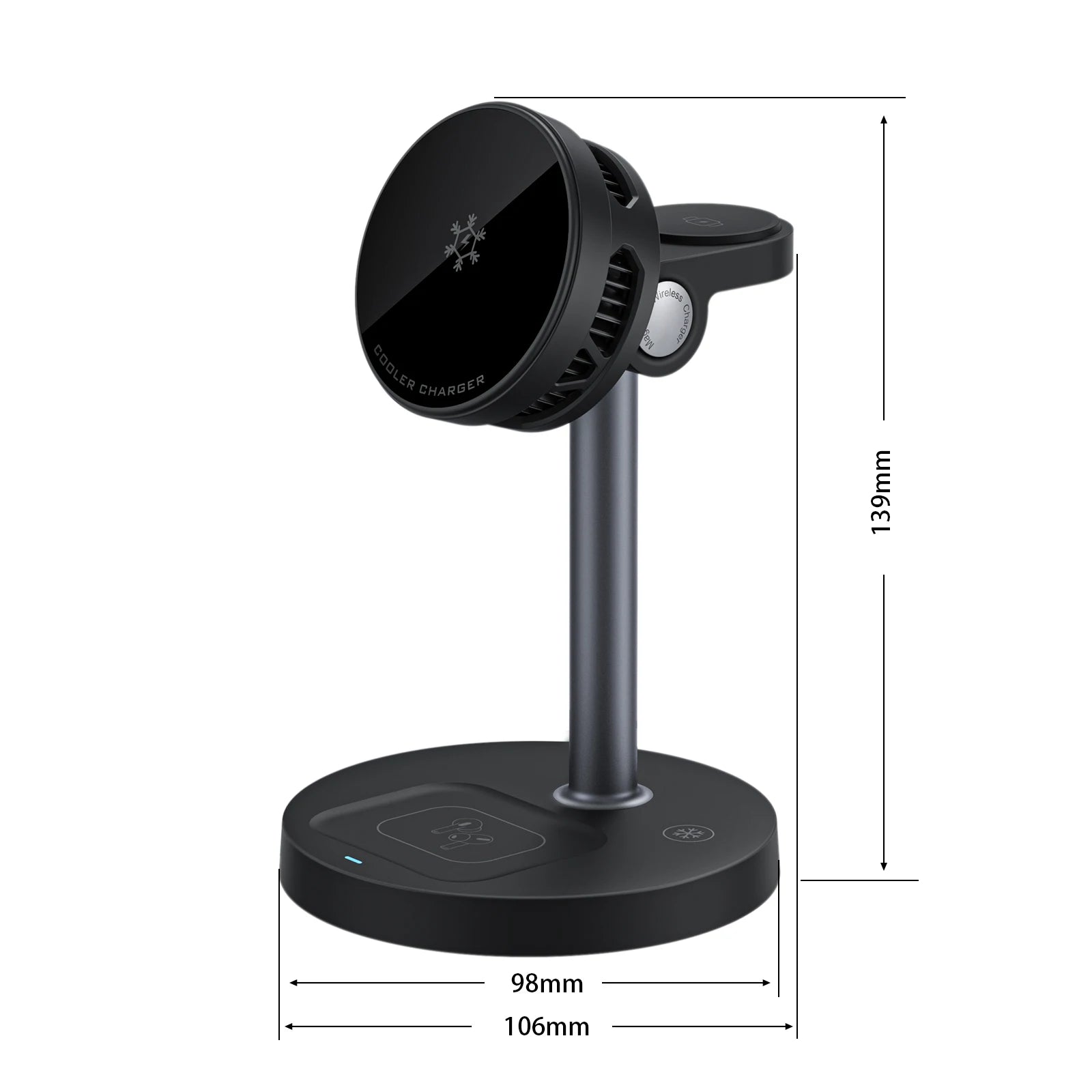 3-in-1 Magnetic Wireless Charger Stand with TEC Semiconductor Cooling, 15W for iPhone 17 16 15 14 13 12, iWatch & for AirPods
