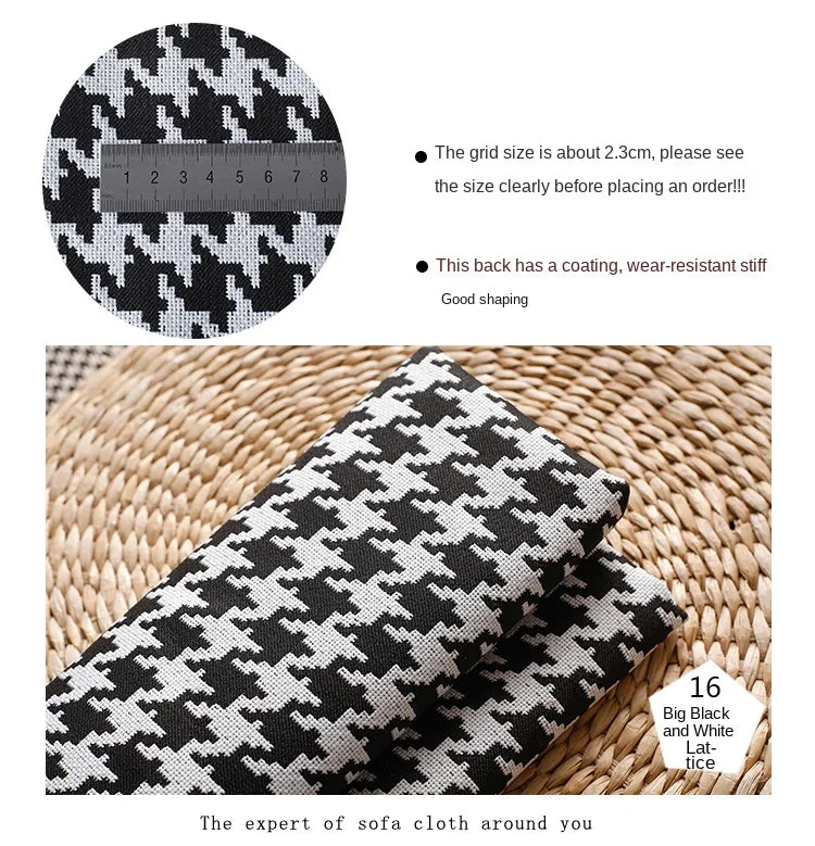 High-end Thousand Bird Grid Sofa Fabric Thickening Plaid Cotton Linen Cloth Tablecloth Pillow Cushion Cover Handmade DIY Fabric