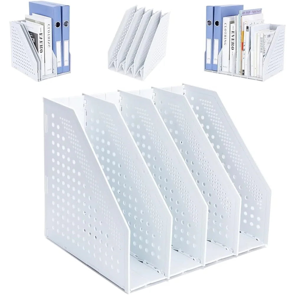 1Pc Deli 3/4 Grids Retractable File Holder Desktop Bookends Desk Organizer Magazine File Organizer Creative DIY Book Organizer