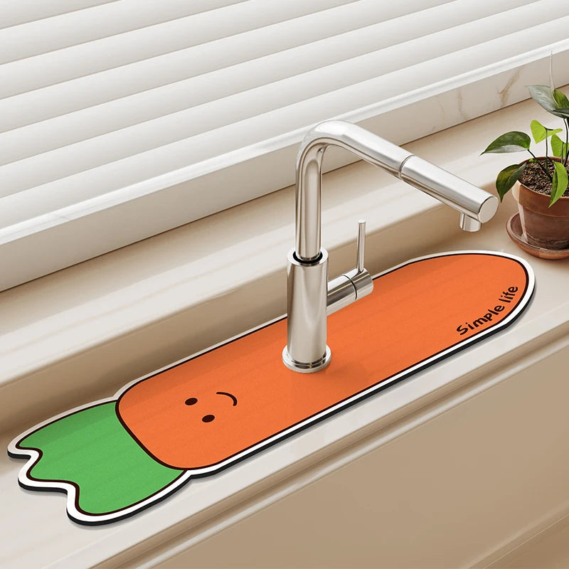 Kitchen Sink Faucet Mat Absorbent Faucet Splash Guard Drain Pad Bathroom Countertop Protector Diatomite Faucet Rug Washable