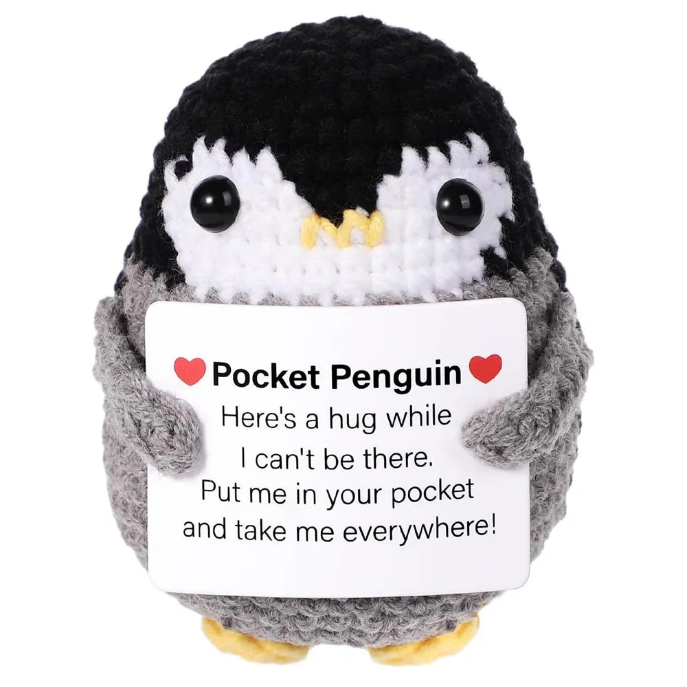 New Crochet Flower Penguin Doll Decoration Desk Accessories Kawaii Positive Energy Pengniu Doll Home Room Decor Christmas Gift