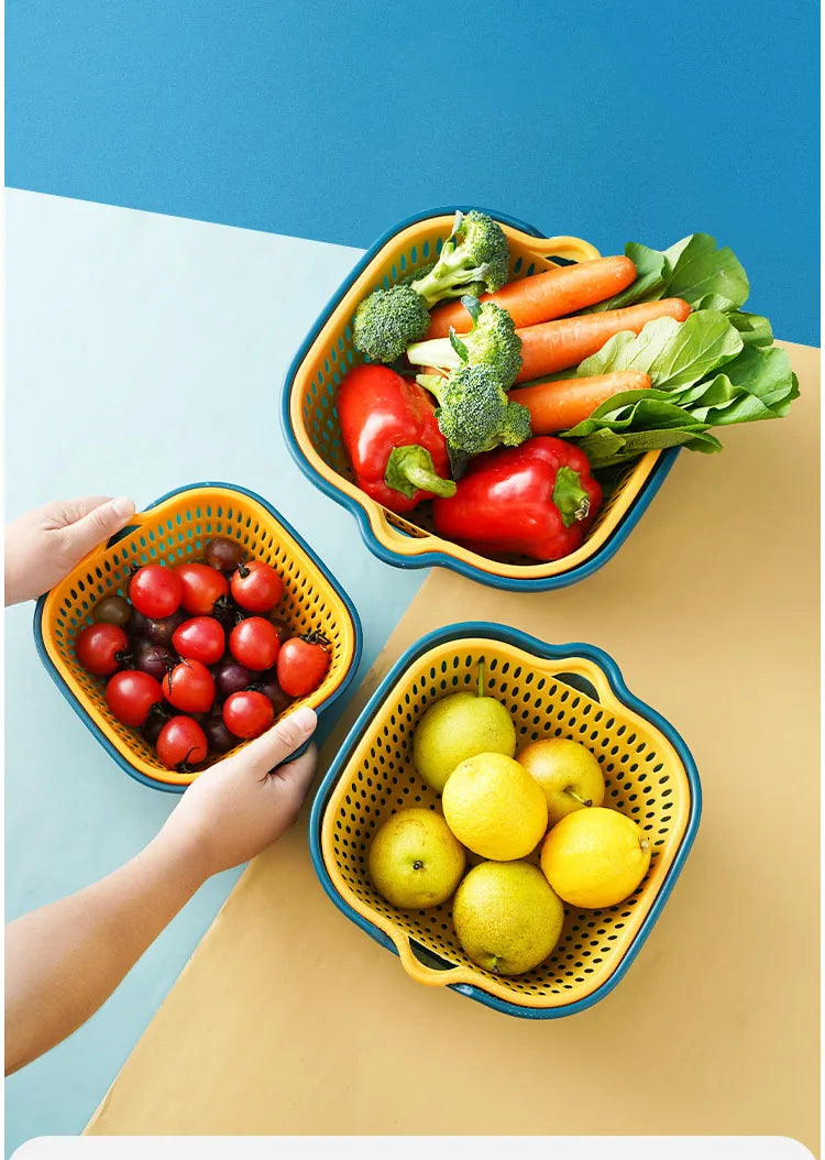 8PCS Kitchen Sink Vegetable Drainer Fruit Basket for Multifunctional Stackable Fruit Washing Basin Vegetable Drain Basket Basin