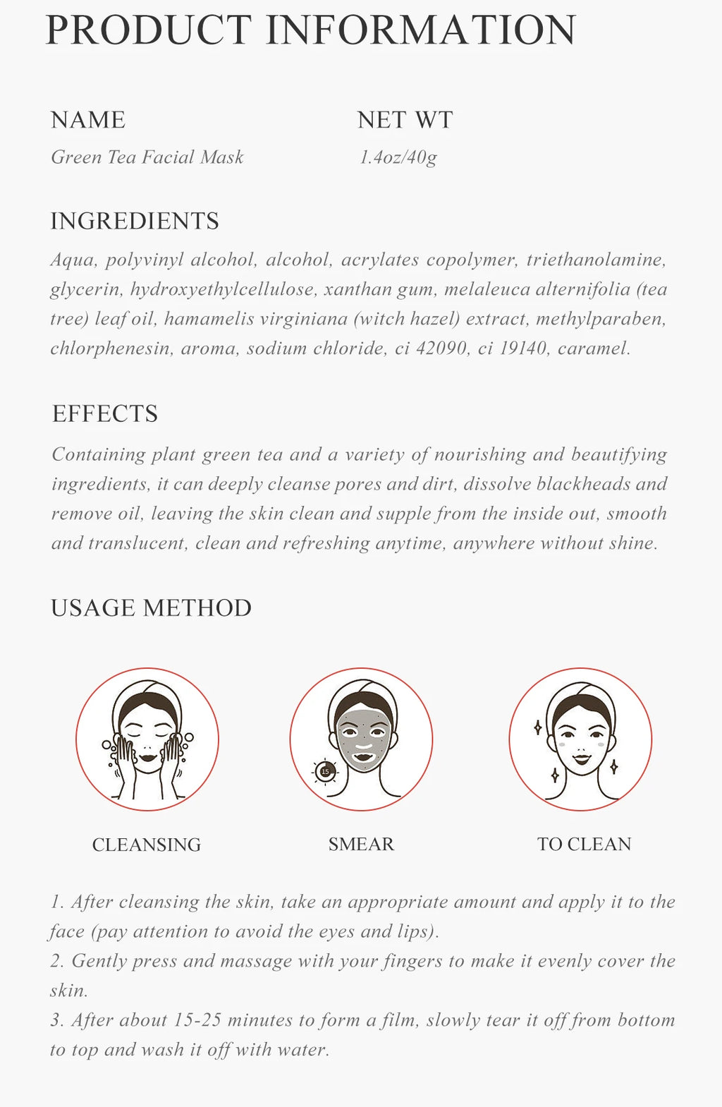 Green Tea Whitehead Oil Control Mask Deep Pore Cleansing Dirt Removes Whiteheads Skin Care Smooth Skin Whitening Moisturizing