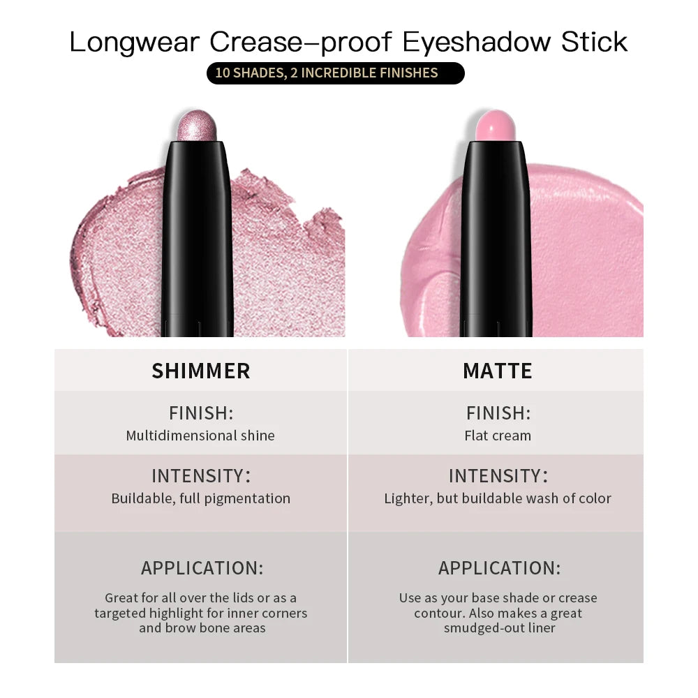 Eyeshadow Liner Sticks Matte &amp; Shimmer Waterproof Metallic