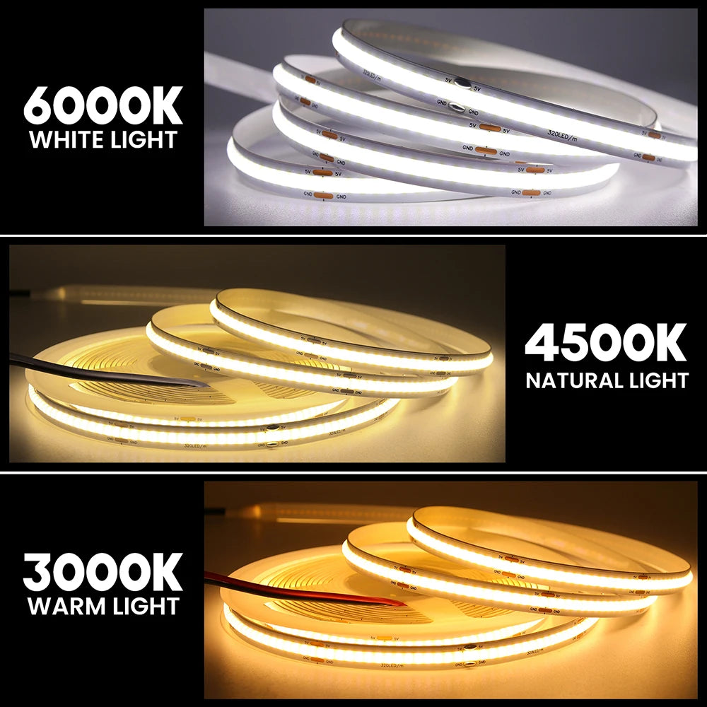 3mm 5mm 8mm PCB COB LED Strip Light 5V