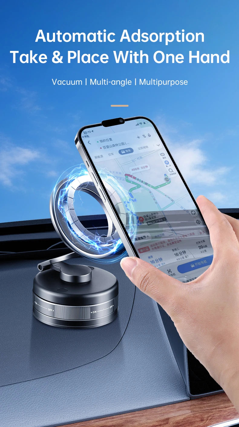 Zinc Alloy Vacuum Phone Holder 360 Suction Car Mount Dashboard Holder Universal Phone Holder for Car Gym Kitchen Car Accessories