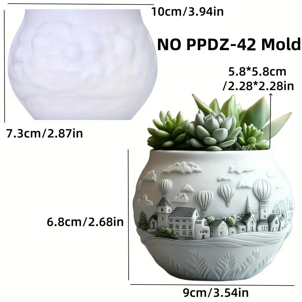 Sea Bay Canyon Relief Succulent Plant Flower Pot Resin Silicone Mold Mountain Range Sea Sunrise Relief Storage Box Gypsum Molds
