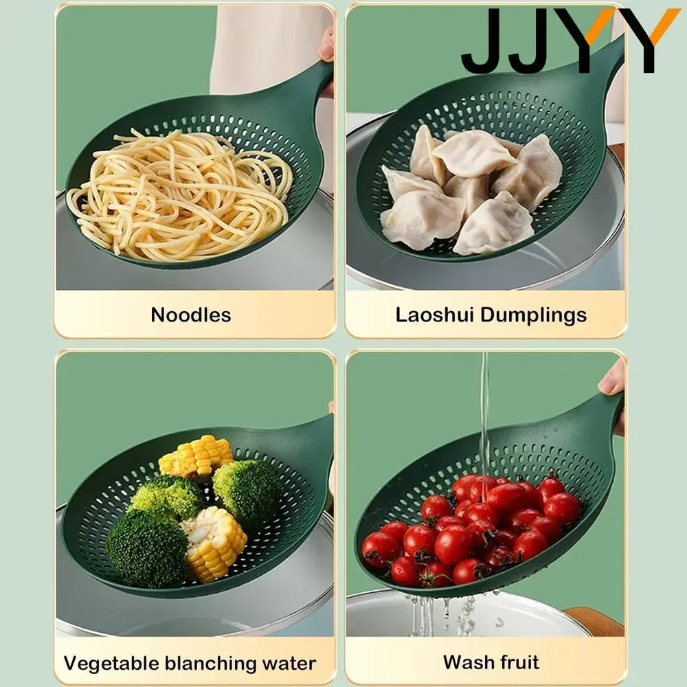 Large, Thickened, Long-handled Strainer Spoon for Draining Noodles and Dumplings in A Household Kitchen Kitchen Tools