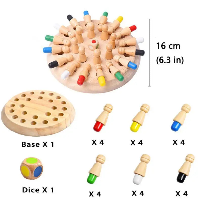 Montessori Wooden Memory Match Stick Chess Board Game Logic Braintease Toys for Boys and Girls Early Education Color Recognition