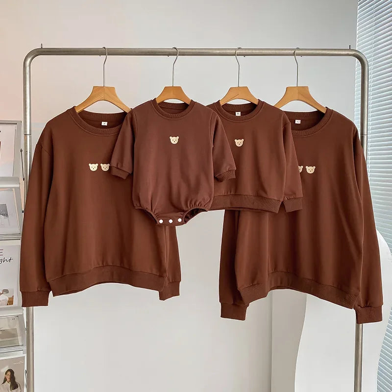 Family Matching Bear-Print Sweatshirt Set