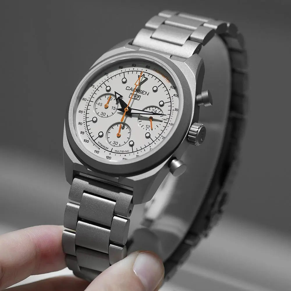 CADISEN TI-7 MULTISYNC Titanium Moon Mens Watches Quartz Chronograph