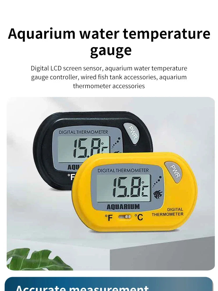 Digital Aquarium Thermometer with Probe Suction Cup Fish Tank Water Electronic Thermometer Measurement Degrees Celsius ℃
