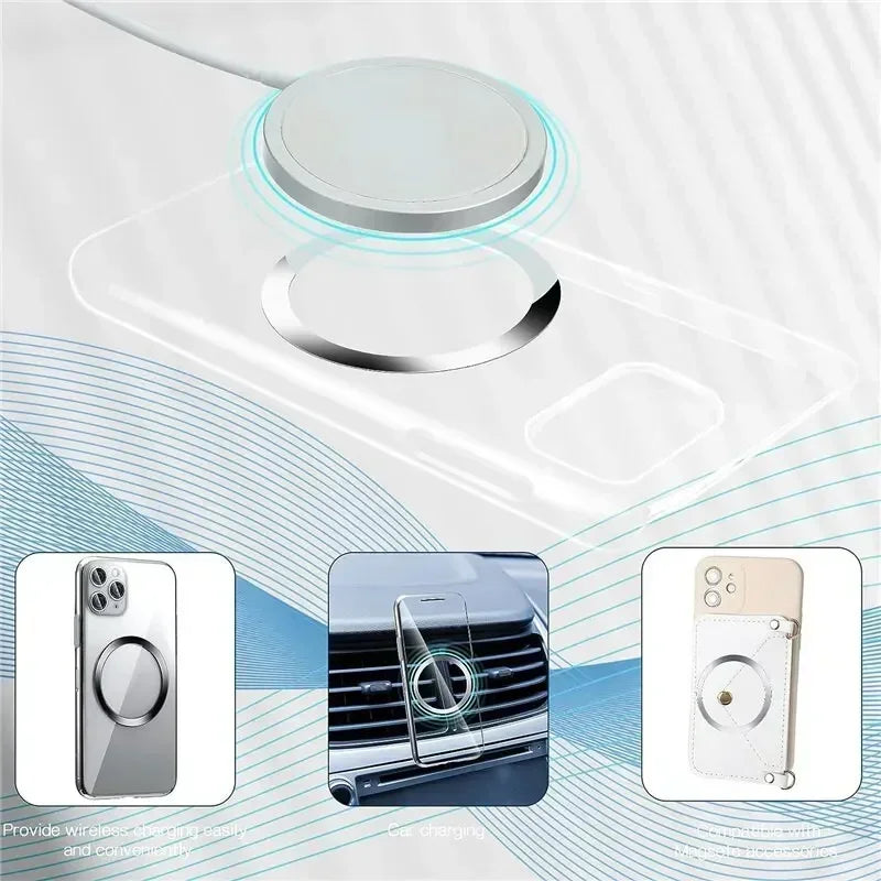 VIKEFON Magnetic Metal Plate Sticker Rings For Wireless Charger Magnet Car Mobile Phone Holder Iron Sheet For iPhone 16 15 14 13