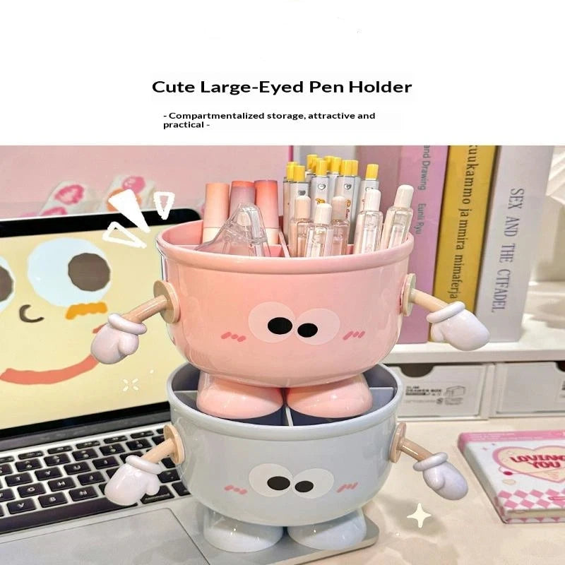 Creative Big Eyes Pencil Holder With Hook Table Stationery Storage Box Pen Holder Rack Student Children Girls Desk Organizer