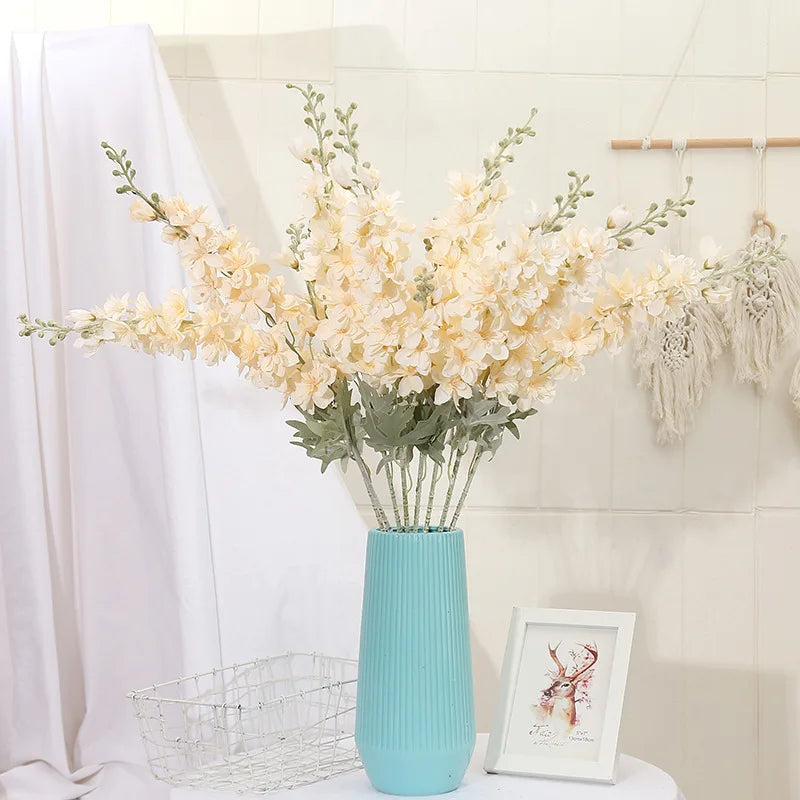 YeeNanee 6pcs Blue Delphinium Artificial Flowers Long Stem Larkspur for Wedding Centerpieces Floral Arrangements Home Vase Decor
