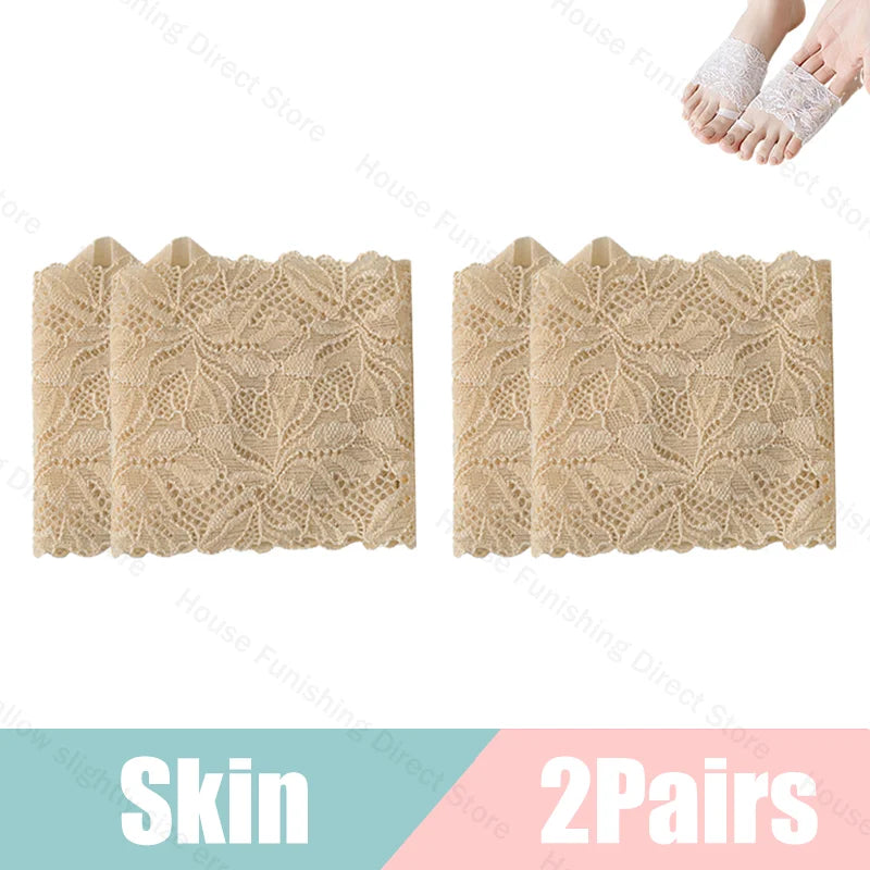 Summer Thin Lace Invisible Socks Split Toe Forefoot Socks for Women High Heel Slippers Shoes Breathable Lace Socks for Halloween