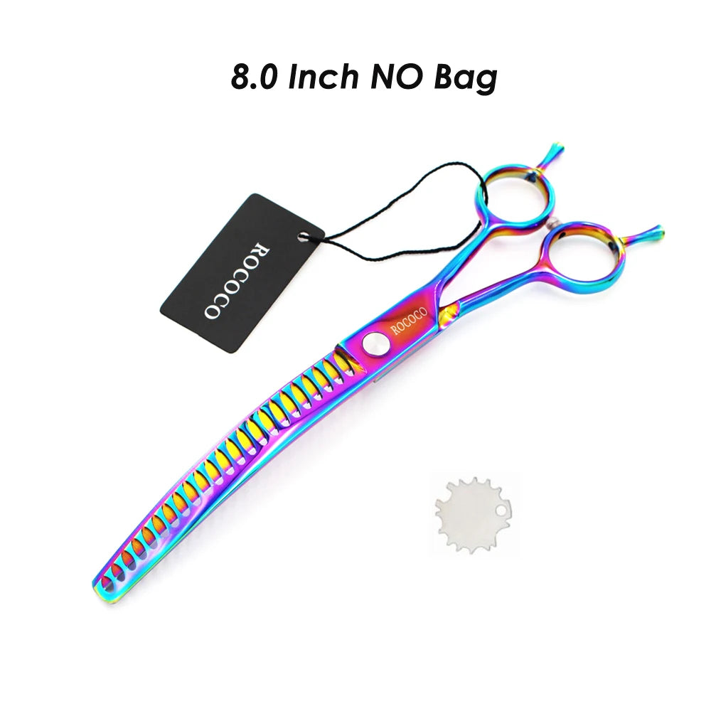 Professional 8 inch 7 inch 6.5" High Quality Pet Dog Grooming Scissors Curved Shark Thinning Shears Cat Dog Barber Scissors
